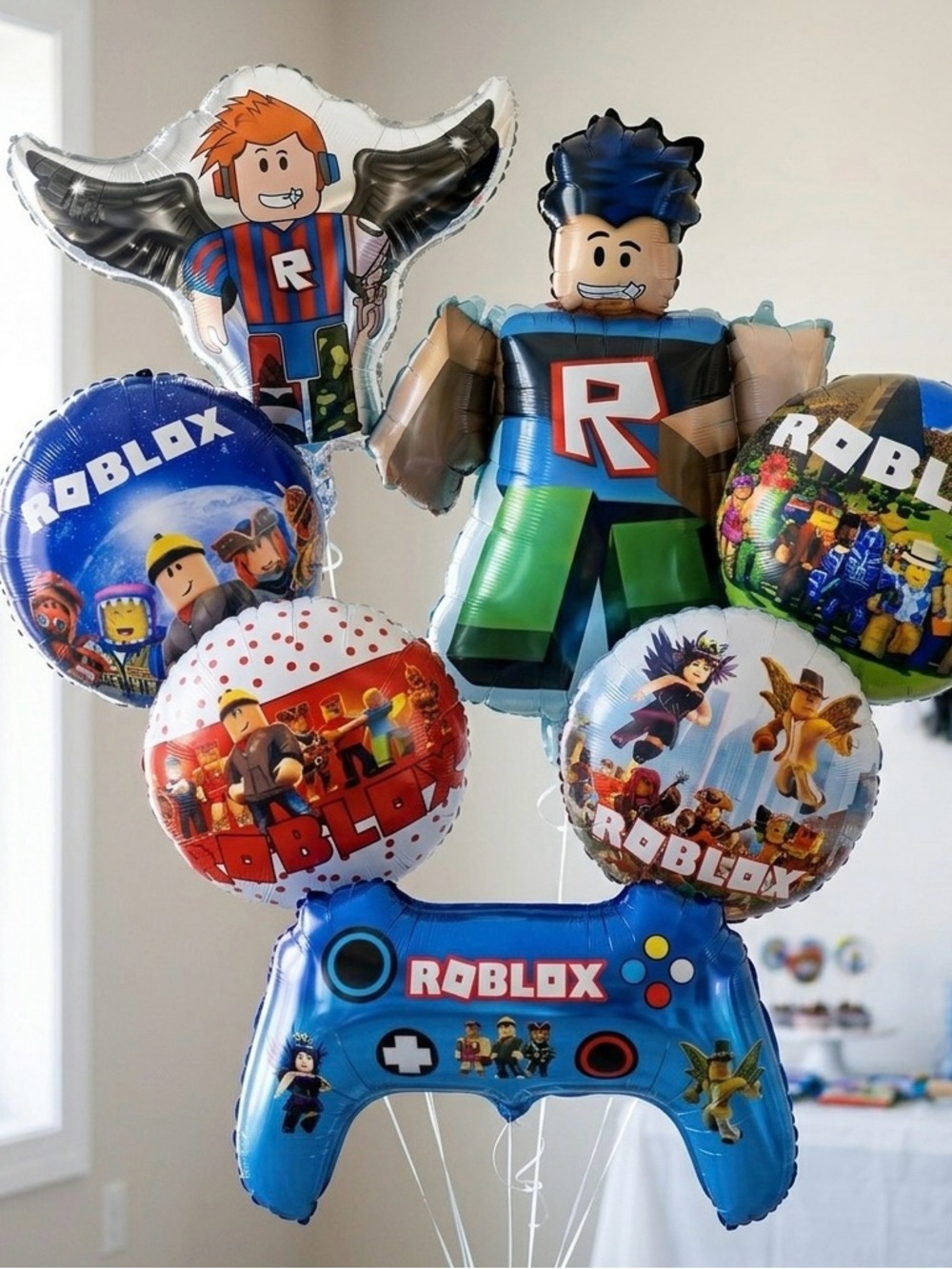 Roblox Blue Gaming Controller & Character Foil 7pcs set Balloon Bouquet